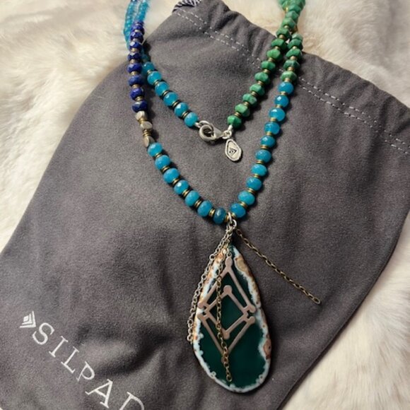 Silpada Two-Tone Metal & Multi-Stone Statement Necklase - Picture 1 of 5